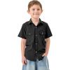image2T16Y Boys Short Sleeve Button Down Toddler Dress Shirt Oxford Uniform Shirt with Chest Pocket313black