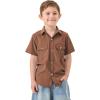 image2T16Y Boys Short Sleeve Button Down Toddler Dress Shirt Oxford Uniform Shirt with Chest Pocket313coffee