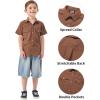 image2T16Y Boys Short Sleeve Button Down Toddler Dress Shirt Oxford Uniform Shirt with Chest Pocket313coffee