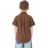 image2T16Y Boys Short Sleeve Button Down Toddler Dress Shirt Oxford Uniform Shirt with Chest Pocket313coffee