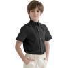 image2T16Y Boys Short Sleeve Button Down Toddler Dress Shirt Oxford Uniform Shirt with Chest PocketBlack