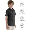 image2T16Y Boys Short Sleeve Button Down Toddler Dress Shirt Oxford Uniform Shirt with Chest PocketBlack