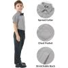 image2T16Y Boys Short Sleeve Button Down Toddler Dress Shirt Oxford Uniform Shirt with Chest PocketGray