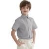 image2T16Y Boys Short Sleeve Button Down Toddler Dress Shirt Oxford Uniform Shirt with Chest PocketGray