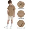 image2T16Y Boys Short Sleeve Button Down Toddler Dress Shirt Oxford Uniform Shirt with Chest PocketKhaki