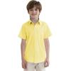 image2T16Y Boys Short Sleeve Button Down Toddler Dress Shirt Oxford Uniform Shirt with Chest PocketLight Yellow