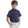 image2T16Y Boys Short Sleeve Button Down Toddler Dress Shirt Oxford Uniform Shirt with Chest PocketNavy