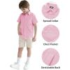 image2T16Y Boys Short Sleeve Button Down Toddler Dress Shirt Oxford Uniform Shirt with Chest PocketPink