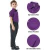image2T16Y Boys Short Sleeve Button Down Toddler Dress Shirt Oxford Uniform Shirt with Chest PocketPurple