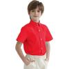 image2T16Y Boys Short Sleeve Button Down Toddler Dress Shirt Oxford Uniform Shirt with Chest PocketRed
