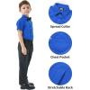 image2T16Y Boys Short Sleeve Button Down Toddler Dress Shirt Oxford Uniform Shirt with Chest PocketRoyal Blue