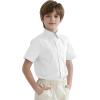 image2T16Y Boys Short Sleeve Button Down Toddler Dress Shirt Oxford Uniform Shirt with Chest PocketWhite