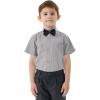 image2T16Y Boys Short Sleeve Button Down Toddler Dress Shirt Oxford Uniform Shirt with Chest PocketGray