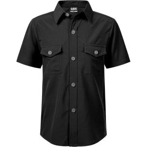 image2T16Y Boys Short Sleeve Button Down Toddler Dress Shirt Oxford Uniform Shirt with Chest Pocket313black