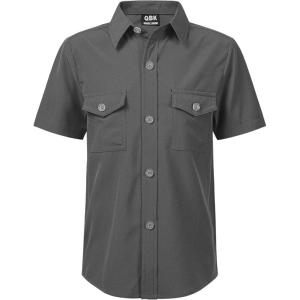 image2T16Y Boys Short Sleeve Button Down Toddler Dress Shirt Oxford Uniform Shirt with Chest Pocket313charcoal Heather