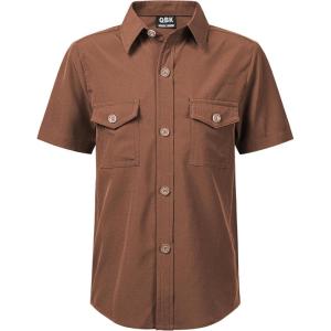 image2T16Y Boys Short Sleeve Button Down Toddler Dress Shirt Oxford Uniform Shirt with Chest Pocket313coffee