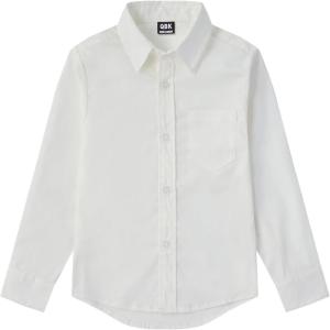image9 Month16Y Boys Long Sleeve Button Down Toddler Dress Shirt Oxford Uniform Shirt with Chest PocketAboys Dress Shitrswhite