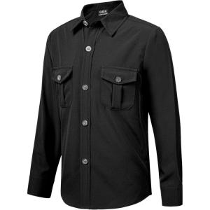 image9 Month16Y Boys Long Sleeve Button Down Toddler Dress Shirt Oxford Uniform Shirt with Chest PocketBlack