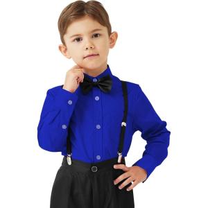image9 Month16Y Boys Long Sleeve Button Down Toddler Dress Shirt Oxford Uniform Shirt with Chest PocketGboy Dress Shitrsroyal Blue