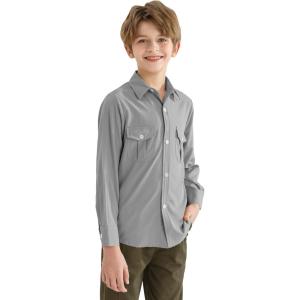 image9 Month16Y Boys Long Sleeve Button Down Toddler Dress Shirt Oxford Uniform Shirt with Chest PocketGray
