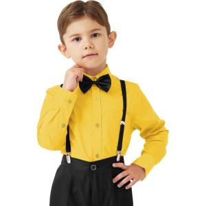 image9 Month16Y Boys Long Sleeve Button Down Toddler Dress Shirt Oxford Uniform Shirt with Chest PocketIboys Dress Shitrsyellow