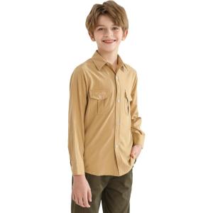 image9 Month16Y Boys Long Sleeve Button Down Toddler Dress Shirt Oxford Uniform Shirt with Chest PocketKhaki