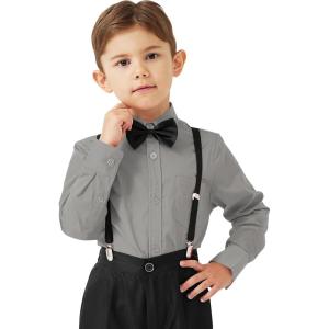 image9 Month16Y Boys Long Sleeve Button Down Toddler Dress Shirt Oxford Uniform Shirt with Chest PocketLboys Dress Shitrsgray