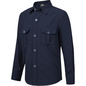 image9 Month16Y Boys Long Sleeve Button Down Toddler Dress Shirt Oxford Uniform Shirt with Chest PocketNavy