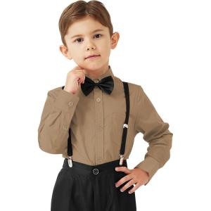 image9 Month16Y Boys Long Sleeve Button Down Toddler Dress Shirt Oxford Uniform Shirt with Chest PocketNboys Dress Shitrskhaki