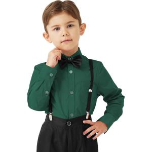 image9 Month16Y Boys Long Sleeve Button Down Toddler Dress Shirt Oxford Uniform Shirt with Chest PocketOboys Dress Shitrsgreen