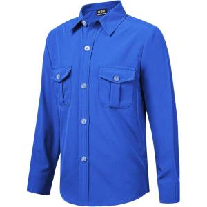 image9 Month16Y Boys Long Sleeve Button Down Toddler Dress Shirt Oxford Uniform Shirt with Chest PocketRoyal Blue