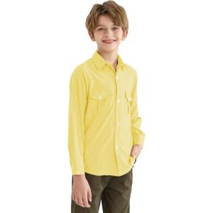 image9 Month16Y Boys Long Sleeve Button Down Toddler Dress Shirt Oxford Uniform Shirt with Chest PocketYellow