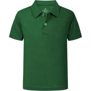 imageQBK 2T16Y Boys School Uniform Pique Polo Kids Performance Neon Short Sleeve Collared Golf Shirt for Toddler to YouthKelly Green