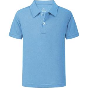 imageQBK 2T16Y Boys School Uniform Pique Polo Kids Performance Neon Short Sleeve Collared Golf Shirt for Toddler to YouthLight Blue