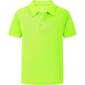 imageQBK 2T16Y Boys School Uniform Pique Polo Kids Performance Neon Short Sleeve Collared Golf Shirt for Toddler to YouthNeon Green