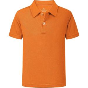 imageQBK 2T16Y Boys School Uniform Pique Polo Kids Performance Neon Short Sleeve Collared Golf Shirt for Toddler to YouthOrange