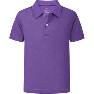 imageQBK 2T16Y Boys School Uniform Pique Polo Kids Performance Neon Short Sleeve Collared Golf Shirt for Toddler to YouthPurple