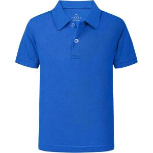 imageQBK 2T16Y Boys School Uniform Pique Polo Kids Performance Neon Short Sleeve Collared Golf Shirt for Toddler to YouthRoyal Blue
