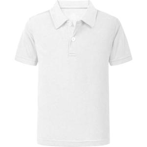 imageQBK 2T16Y Boys School Uniform Pique Polo Kids Performance Neon Short Sleeve Collared Golf Shirt for Toddler to YouthWhite