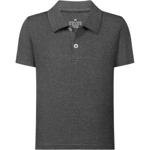 imageQBK Boys Active Performance Golf Polo Shirts Kids Dry Fit School Uniform for Toddler to YouthCharcoal Gray