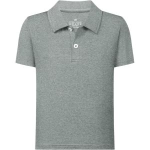 imageQBK Boys Active Performance Golf Polo Shirts Kids Dry Fit School Uniform for Toddler to YouthStone Gray