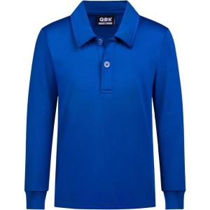 imageQBK Boys Performance Polo Kids Collared Golf Shirts Long Sleeve School Uniform for 4T16YRoyal Blue
