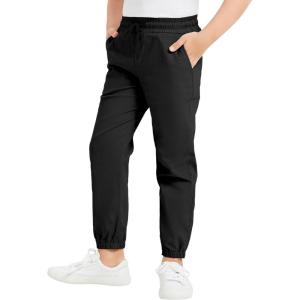 imageQBK Pull on Stretch School Uniform Pant Jogger Pants for Toddler to Youth Boys and GirlsBlack