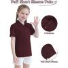imageQBK 2T to Youth Girls Puff Short Sleeve Polo Toddler School Uniform Pique Polo Kids Collared Golf ShirtBurgundy