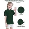 imageQBK 2T to Youth Girls Puff Short Sleeve Polo Toddler School Uniform Pique Polo Kids Collared Golf ShirtHunter Green