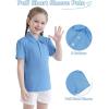 imageQBK 2T to Youth Girls Puff Short Sleeve Polo Toddler School Uniform Pique Polo Kids Collared Golf ShirtLight Blue