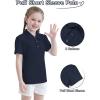imageQBK 2T to Youth Girls Puff Short Sleeve Polo Toddler School Uniform Pique Polo Kids Collared Golf ShirtNavy