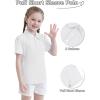 imageQBK 2T to Youth Girls Puff Short Sleeve Polo Toddler School Uniform Pique Polo Kids Collared Golf ShirtWhite