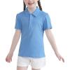 imageQBK 2T to Youth Girls Puff Short Sleeve Polo Toddler School Uniform Pique Polo Kids Collared Golf ShirtLight Blue