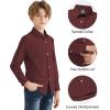image2T16Y Boys Stretch Long Sleeve Button Down Toddler Dress Shirt Wrinkle Free Oxford Uniform Shirt with Chest PocketBurgundy